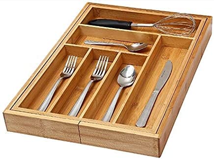 Natural Bamboo Wood Extendable 6-8 Compartment Cutlery Drawer Tray Holder Organiser Storage HYGRAD BUILT TO SURVIVE