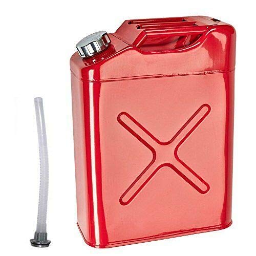 HYGRAD BUILT TO SURVIVE 20L 5 Gallon Steel Fuel Gasoline Petrol Diesel Water Jerry Can Tank Container Backup Storage Gasoline Metal Cans with Spout for Storage Fuel Petrol Diesel Oil Container HYGRAD BUILT TO SURVIVE