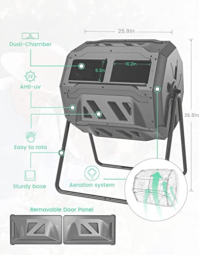 160L Dual Heavy Duty Outdoor Compost Tumbler Bin Composter Organic Homemade Fertilizer HYGRAD BUILT TO SURVIVE