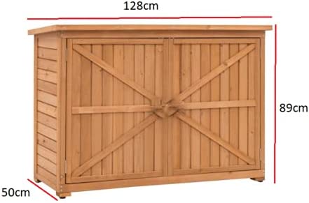 Wooden 128 cm Wide Large Outdoor Garden Storage Toll Shed Cabinet Cupboard Lockable Double Doors HYGRAD BUILT TO SURVIVE