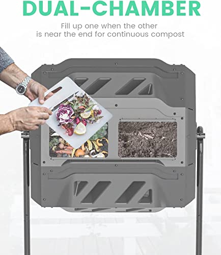 160L Dual Heavy Duty Outdoor Compost Tumbler Bin Composter Organic Homemade Fertilizer HYGRAD BUILT TO SURVIVE