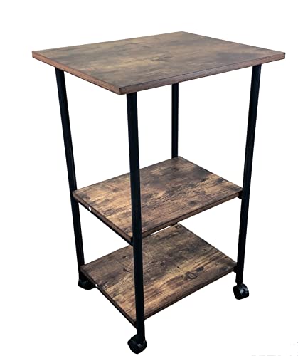 HYGRAD BUILT TO SURVIVE Mobile Printer Stand with Storage, Record Player Stand, Printer Table, Printer Trollely On Wheels, 3-Tier Printer Cart, for Laser Pinter, Home Office, Rustic Brown HYGRAD BUILT TO SURVIVE