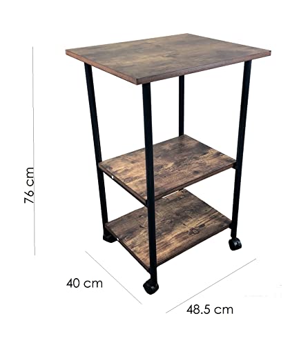 HYGRAD BUILT TO SURVIVE Mobile Printer Stand with Storage, Record Player Stand, Printer Table, Printer Trollely On Wheels, 3-Tier Printer Cart, for Laser Pinter, Home Office, Rustic Brown HYGRAD BUILT TO SURVIVE