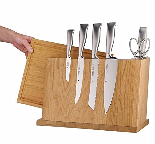 Multipurpose Bamboo Wood Magnetic Knife Block Holder Rack Holder with Cutting Board HYGRAD BUILT TO SURVIVE