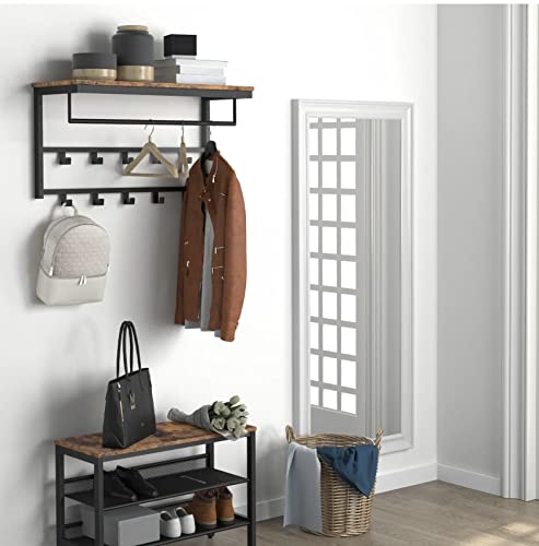 HYGRAD BUILT TO SURVIVE Coat Rack Wall-Mounted, Coat Hook with 10 Hooks and  Shelf, ‎80 x 30 x 42 cm, Hanging Rail, for Entryway, Bathroom, Living Room,  Laundry Room, Rustic Brown 100% money-back