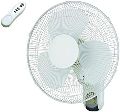 White Oscillating 3 Speed 16" Wall Mounted Ideal for Home and Office 40W Pedestal Fan with Remote Control Hygrad Built to Survive