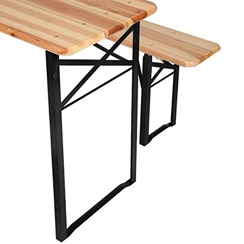 HYGRAD BUILT TO SURVIVE 3 Piece 180 cm Wooden Portable Folding Picnic Beer Bench Table Trestle Outdoor Living Pub Furniture Set HYGRAD BUILT TO SURVIVE