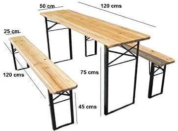 3 Pcs Portable Wooden Folding Picnic Beer Table Bench Trestle Patio Outdoor Garden Pub In 2 Sizes Generic