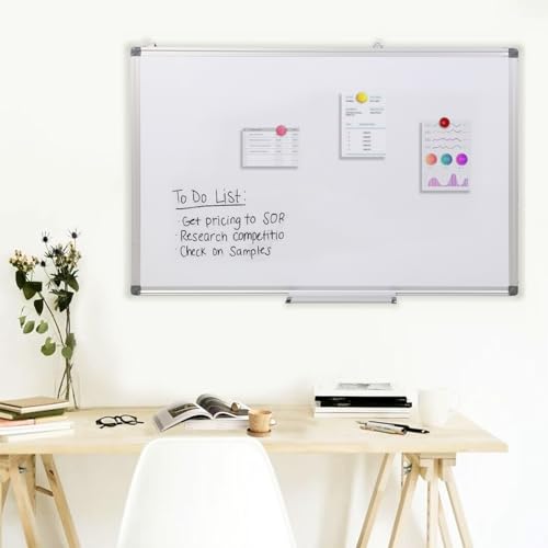 White Magnetic Wall Mounted Aluminium Board Dry Erase for Office Home School in 2 Sizes (120 x 90cm) HYGRAD BUILT TO SURVIVE