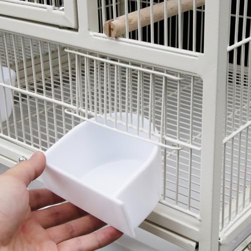 42" Single Stackable Deep & Wide Breeding Center Divider Nest Box Bird Rolling Stand Cage Divided Breeder Parakeet Bird Cage for Canary Cockatiel Parrot Lovebird (White 95.5x45.5x105cm) HYGRAD BUILT TO SURVIVE