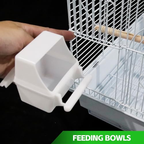 Bird Cage Budgie Cages for Finch Canary Parakeet with Stand Wheels Slide-out Tray Accessories Storage Shelf, White 35 x 40 x 135 cm HYGRAD BUILT TO SURVIVE