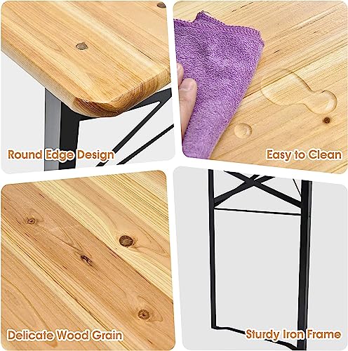 HYGRAD BUILT TO SURVIVE 3 Piece 180 cm Wooden Portable Folding Picnic Beer Bench Table Trestle Outdoor Living Pub Furniture Set HYGRAD BUILT TO SURVIVE