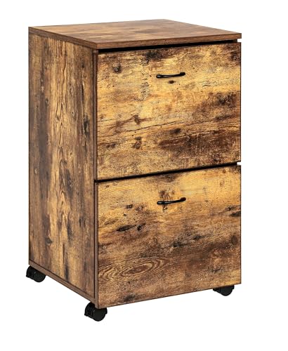 HYGRAD BUILT TO SURVIVE 2 Drawer Wooden Rolling Industrial Look Rustic Nightstand Bedside Printer End Table File Cabinet With Wheels HYGRAD BUILT TO SURVIVE