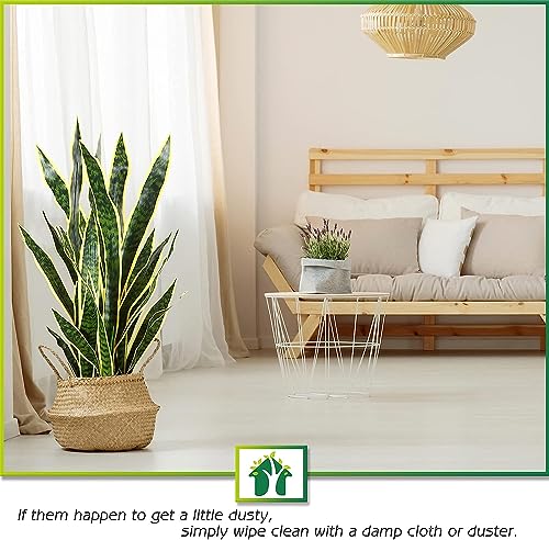 HYGRAD BUILT TO SURVIVE Tall Green Indoor Outdoor Artificial Faux Fake Decorative Home Office Exotic Tropical Plant (Snake Plant sansevieria 90cm) HYGRAD BUILT TO SURVIVE