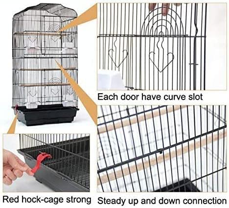 37" Rooftop Metal Large Bird Parrot Cage Carrier For Canary Budgie Cockatiel In Black & White (Black) HYGRAD BUILT TO SURVIVE