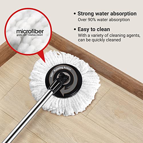 Spin Mop and Bucket Set, 6L Foot Pedal Mop Turbo Bucket with 57'' Stainless Steel Handle & 5 Microfiber Mops Pads, Floor Mop for Hardwood Laminate Tile - Fast Delivery from UK Warehouses HYGRAD BUILT TO SURVIVE