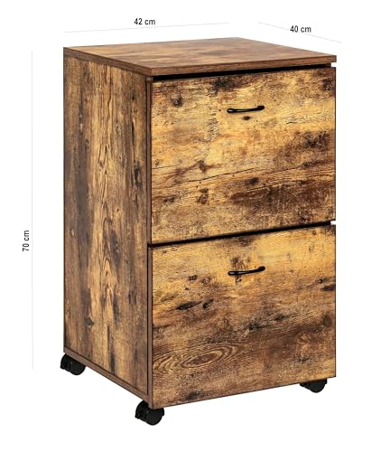 HYGRAD BUILT TO SURVIVE 2 Drawer Wooden Rolling Industrial Look Rustic Nightstand Bedside Printer End Table File Cabinet With Wheels HYGRAD BUILT TO SURVIVE