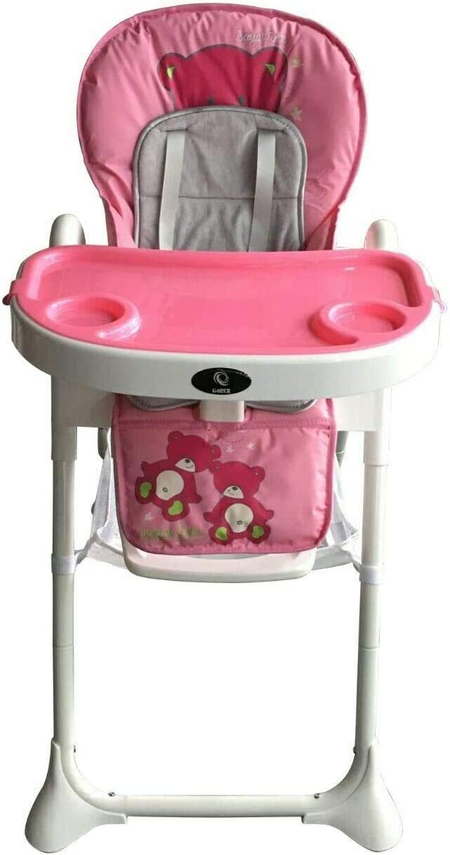 G4RCE Foldable 3 in 1 Baby Toddler Child Kids Infant Highchair Feeding Recliner Adjustable Seat Chair in Pink & Blue G4RCE