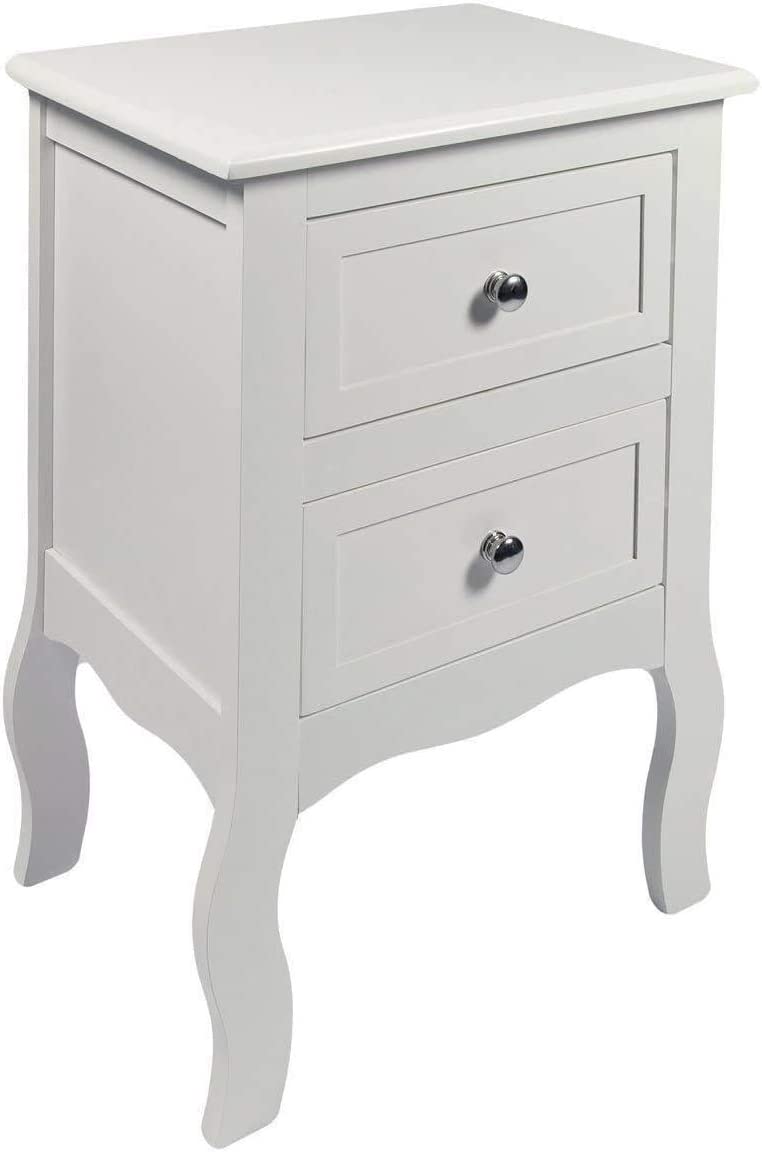 HYGRAD BUILT TO SURVIVE 2 x Chic White Wooden Free Standing Bedroom Bedside Table Unit Cabinet Nightstand with 2 Drawers HYGRAD BUILT TO SURVIVE