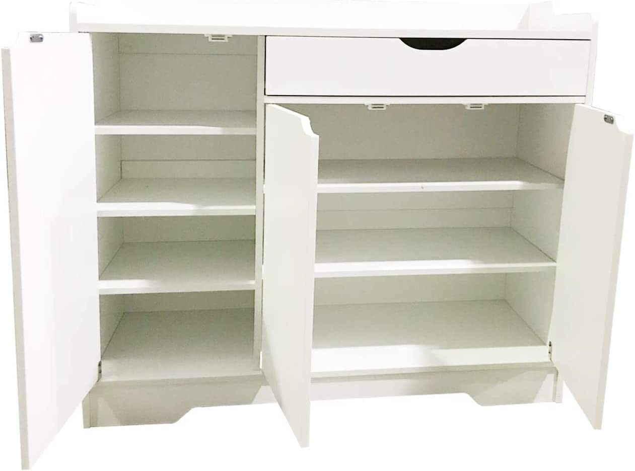 White Shoe Storage Cabinet Unit Cupboard Hallway Furniture Living Room Shoe Rack HYGRAD® Generic