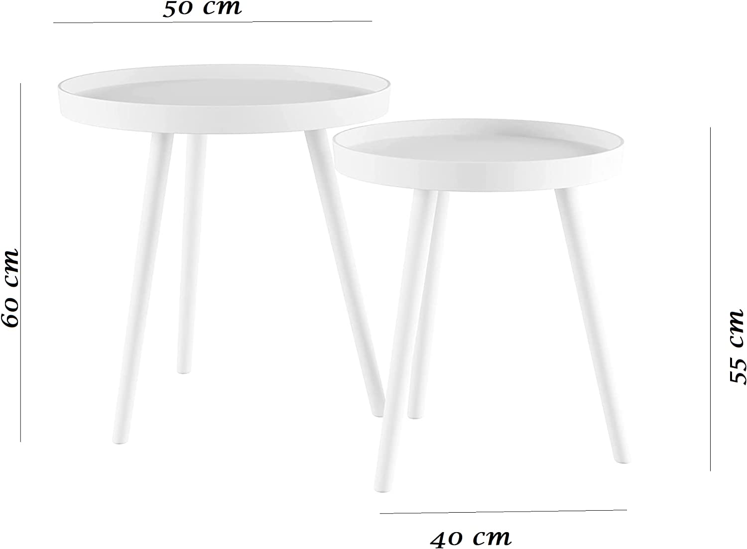 Set of 2 x White Round Wooden Lounge Living Room Coffee End Side Tray Tables Console HYGRAD BUILT TO SURVIVE