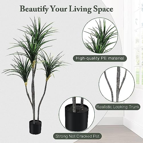 HYGRAD BUILT TO SURVIVE Tall Green Indoor Outdoor Artificial Faux Fake Decorative Home Office Exotic Tropical Plant (Dracaena Draco 150cm) HYGRAD BUILT TO SURVIVE