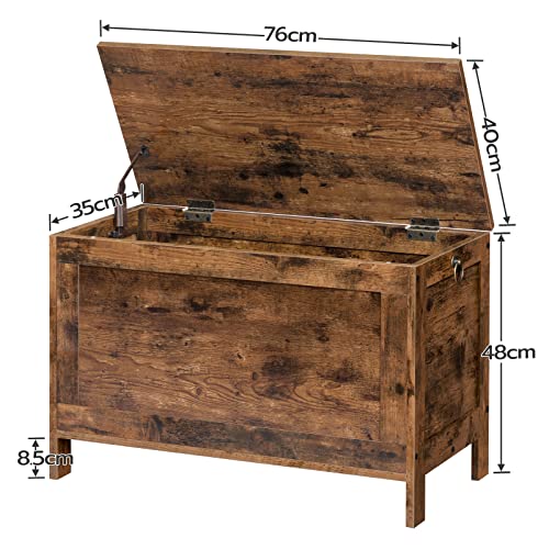 Bench With Storage Chest, Bed End Stool, Hallway, Bedroom, Living Room, Metal, Easy Assembly, Industrial Design, Barn / Vintage Rustic Brown Style Strong and Sturdy Loading Capacity 100kg HYGRAD BUILT TO SURVIVE