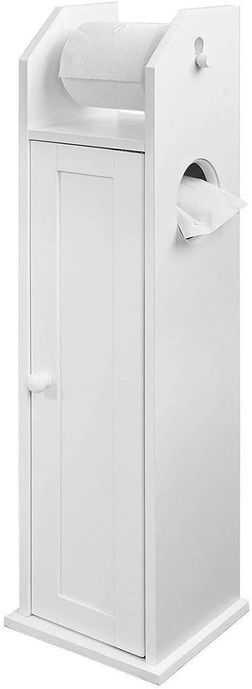 HYGRAD BUILT TO SURVIVE White Wooden Free Floor Standing Toilet Roll Tissue Paper Cabinet Bathroom Organiser Storage Cupboard HYGRAD BUILT TO SURVIVE