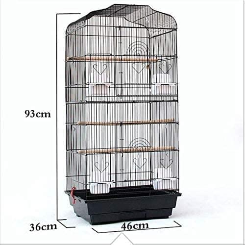 37" Rooftop Metal Large Bird Parrot Cage Carrier For Canary Budgie Cockatiel In Black & White (Black) HYGRAD BUILT TO SURVIVE