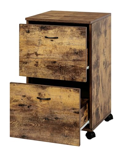 HYGRAD BUILT TO SURVIVE 2 Drawer Wooden Rolling Industrial Look Rustic Nightstand Bedside Printer End Table File Cabinet With Wheels HYGRAD BUILT TO SURVIVE