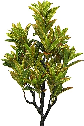 HYGRAD BUILT TO SURVIVE Tall Green Indoor Outdoor Artificial Faux Fake Decorative Home Office Exotic Tropical Plant (Ficus elastica variegata 150cm) HYGRAD BUILT TO SURVIVE