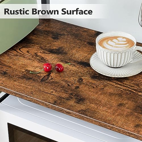 HYGRAD BUILT TO SURVIVE 4 Tier Industrial Look Wooden Multipurpose Kitchen Home Storage Rack Table Shelf With Hooks & Basket HYGRAD BUILT TO SURVIVE