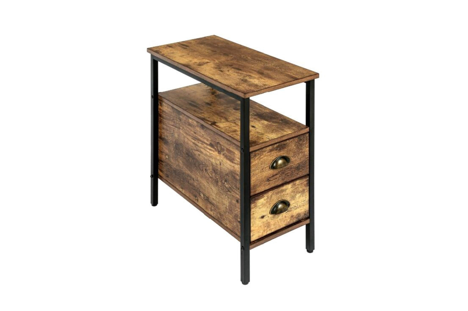 HYGRAD BUILT TO SURVIVE Industrial Look Rustic Wooden Narrow Space Saving End Bed Side Coffee Table Nightstand With 2 Drawers HYGRAD BUILT TO SURVIVE