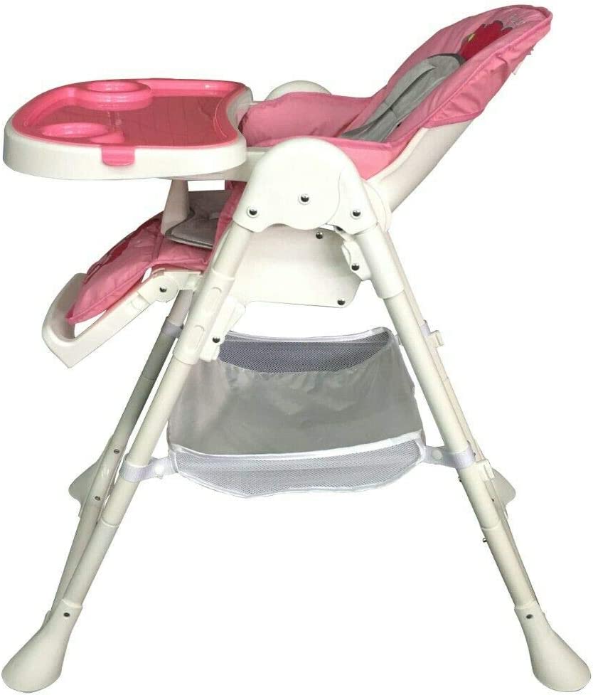 G4RCE Foldable 3 in 1 Baby Toddler Child Kids Infant Highchair Feeding Recliner Adjustable Seat Chair in Pink & Blue G4RCE