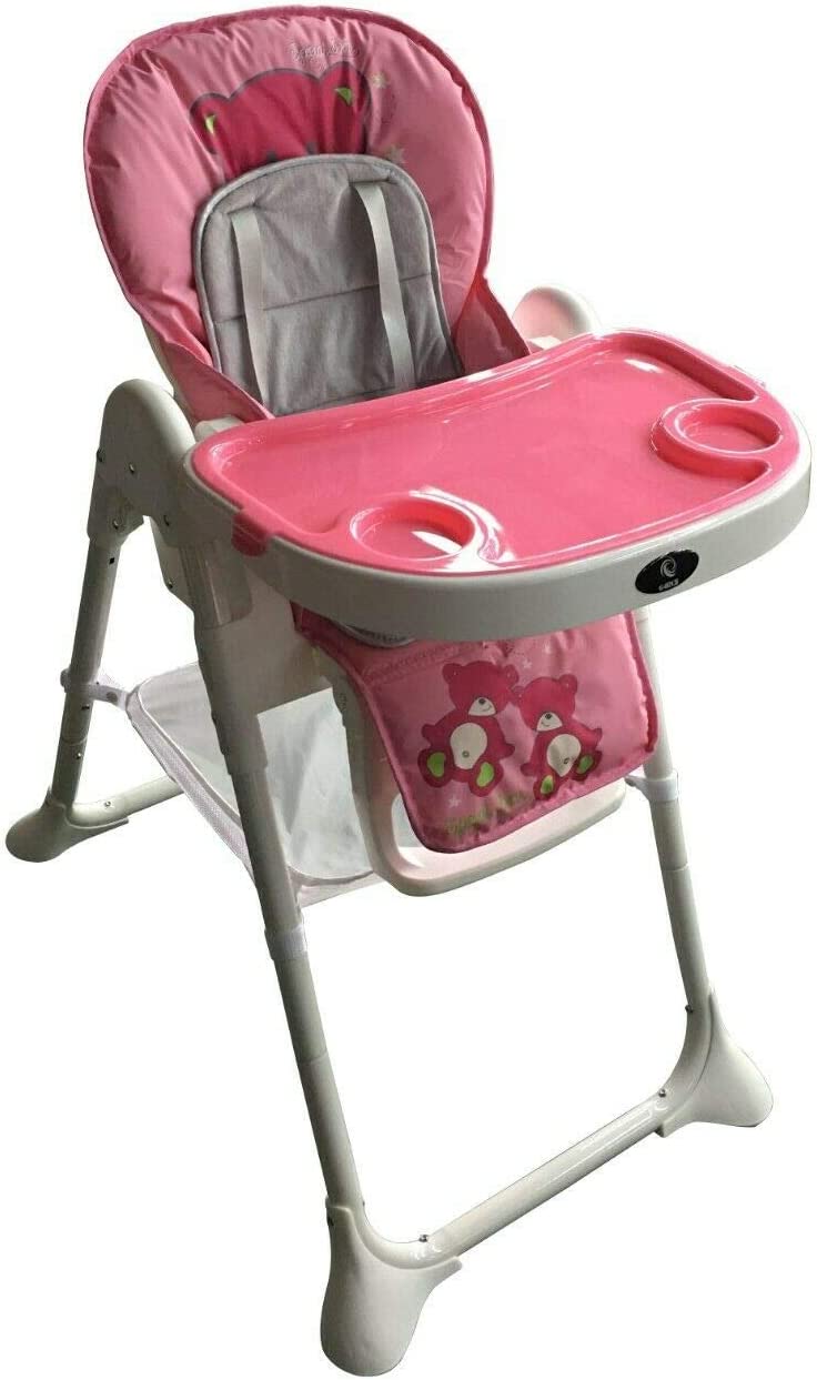 G4RCE Foldable 3 in 1 Baby Toddler Child Kids Infant Highchair Feeding Recliner Adjustable Seat Chair in Pink & Blue G4RCE