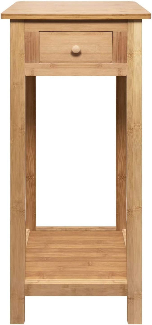 Hygrad Bamboo Tall Side Bedroom Living Room Table Nightstand with drawer and lower shelf HYGRAD BUILT TO SURVIVE