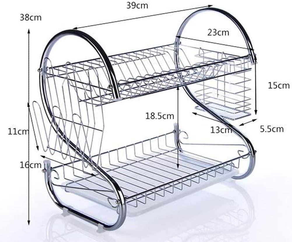 2 Tier Stainless Steel Plate Dish Cutlery Cup Drainer Holder Sink Rack Drip Tray Stand HYGRAD BUILT TO SURVIVE