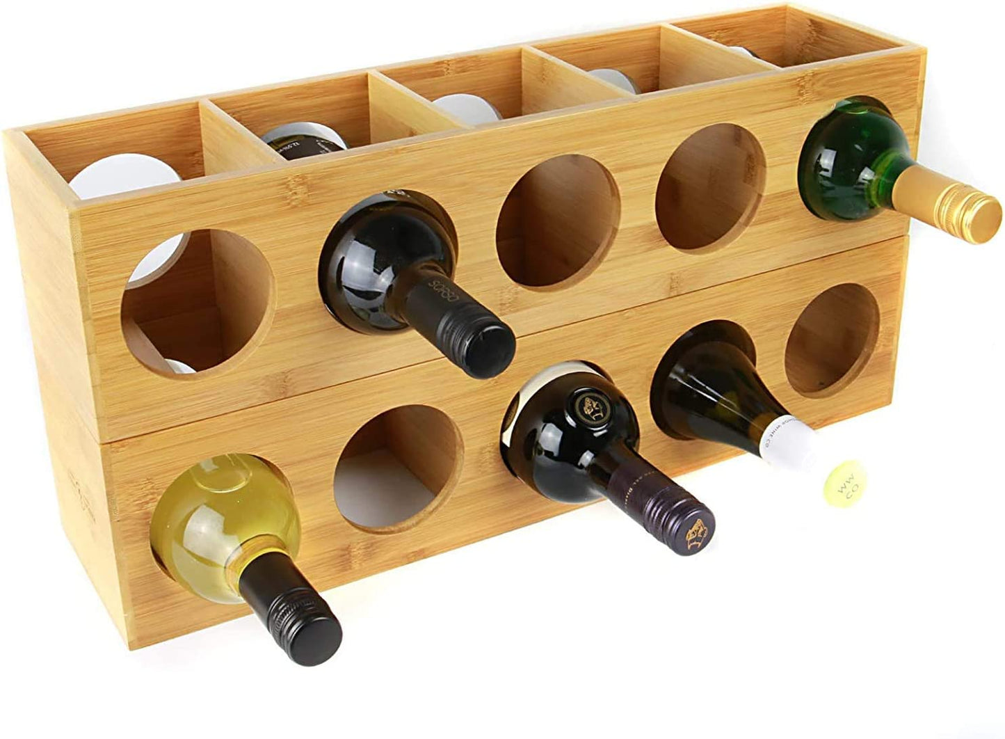 Hygrad Bamboo Stackable Wine Rack Stand Holder Wall Mountable, Free Standing or Horizontally HYGRAD BUILT TO SURVIVE