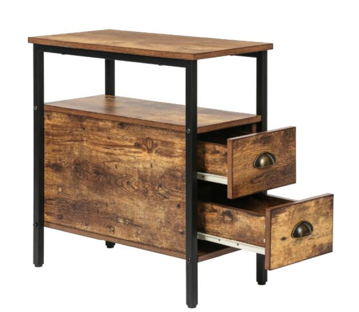 HYGRAD BUILT TO SURVIVE Industrial Look Rustic Wooden Narrow Space Saving End Bed Side Coffee Table Nightstand With 2 Drawers HYGRAD BUILT TO SURVIVE