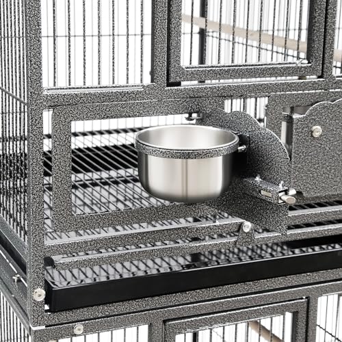 42" Single Stackable Deep & Wide Breeding Center Divider Nest Box Bird Rolling Stand Cage Divided Breeder Parakeet Bird Cage for Canary Cockatiel Parrot Lovebird (Black 95x60x104cm) HYGRAD BUILT TO SURVIVE