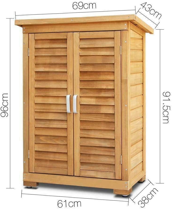 HYGRAD All Weather Wooden Outdoor Garden Lawn Cabinet Tool Shed Shelf Cupboard Storage In 2 Sizes (Med: 69 x 43 x 96cm) HYGRAD BUILT TO SURVIVE