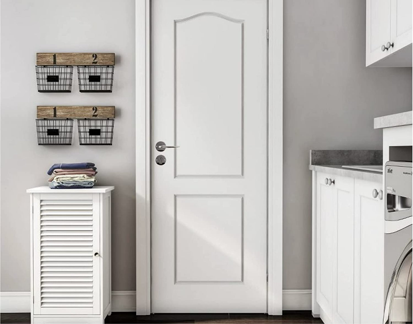 White Wooden Free Floor Standing Bathroom Home Office Linen Cabinet With Shutter Door HYGRAD BUILT TO SURVIVE