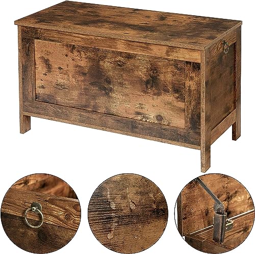 Bench With Storage Chest, Bed End Stool, Hallway, Bedroom, Living Room, Metal, Easy Assembly, Industrial Design, Barn / Vintage Rustic Brown Style Strong and Sturdy Loading Capacity 100kg HYGRAD BUILT TO SURVIVE