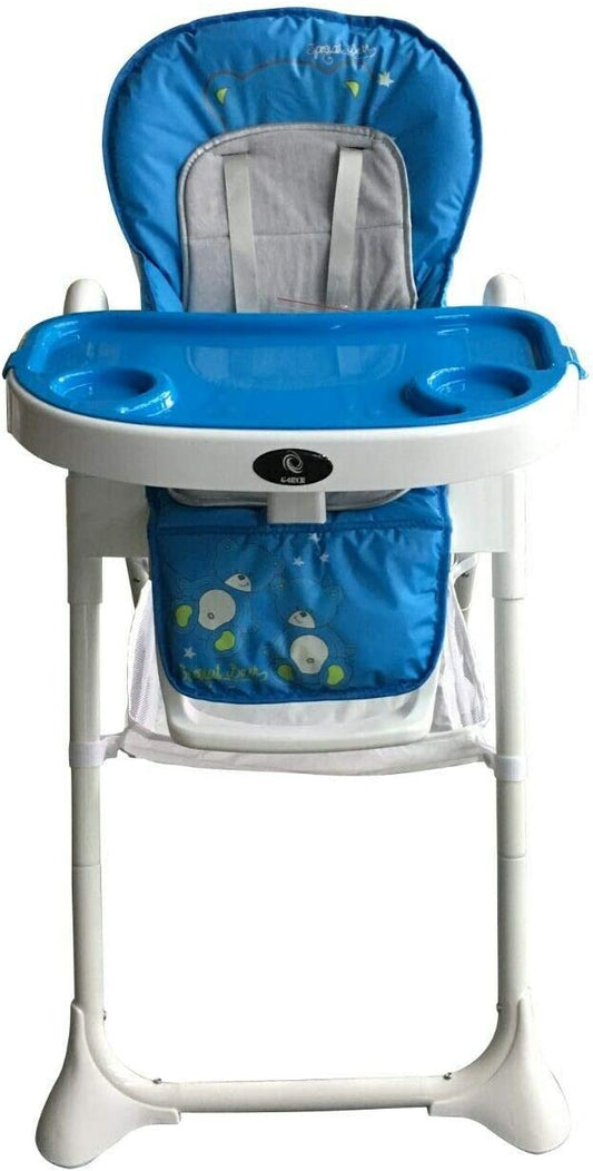 Folding Adjustable 3 in 1 Baby Toddler Infant Reclining High Chair Feeding Table Tray with Padded Seat (Blue) HYGRAD BUILT TO SURVIVE