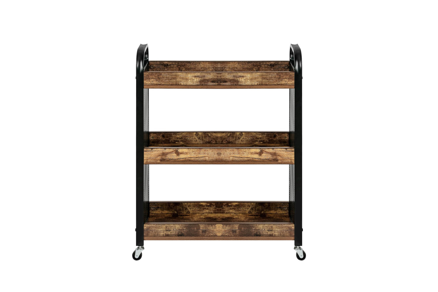 HYGRAD BUILT TO SURVIVE Wooden/Metal Industrial Look Rustic Narrow Rolling Kitchen Serving Cart Shelf Organiser Trolley With Wheels HYGRAD BUILT TO SURVIVE