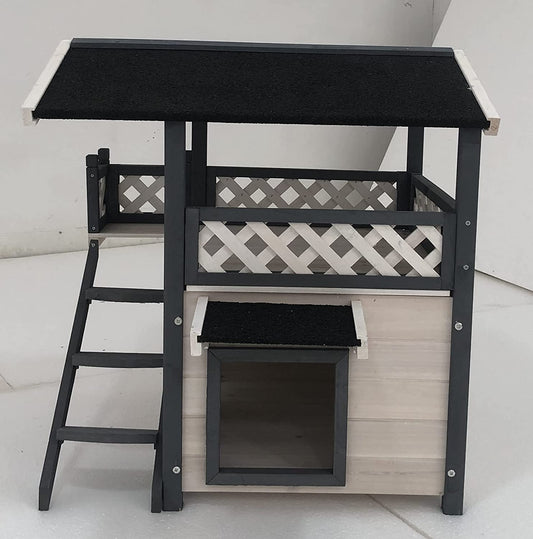 Luxurious Portable Wooden Outdoor/Indoor Pet Dog Puppy Cat Play House Kennel Shelter Den Floors Stairs Generic