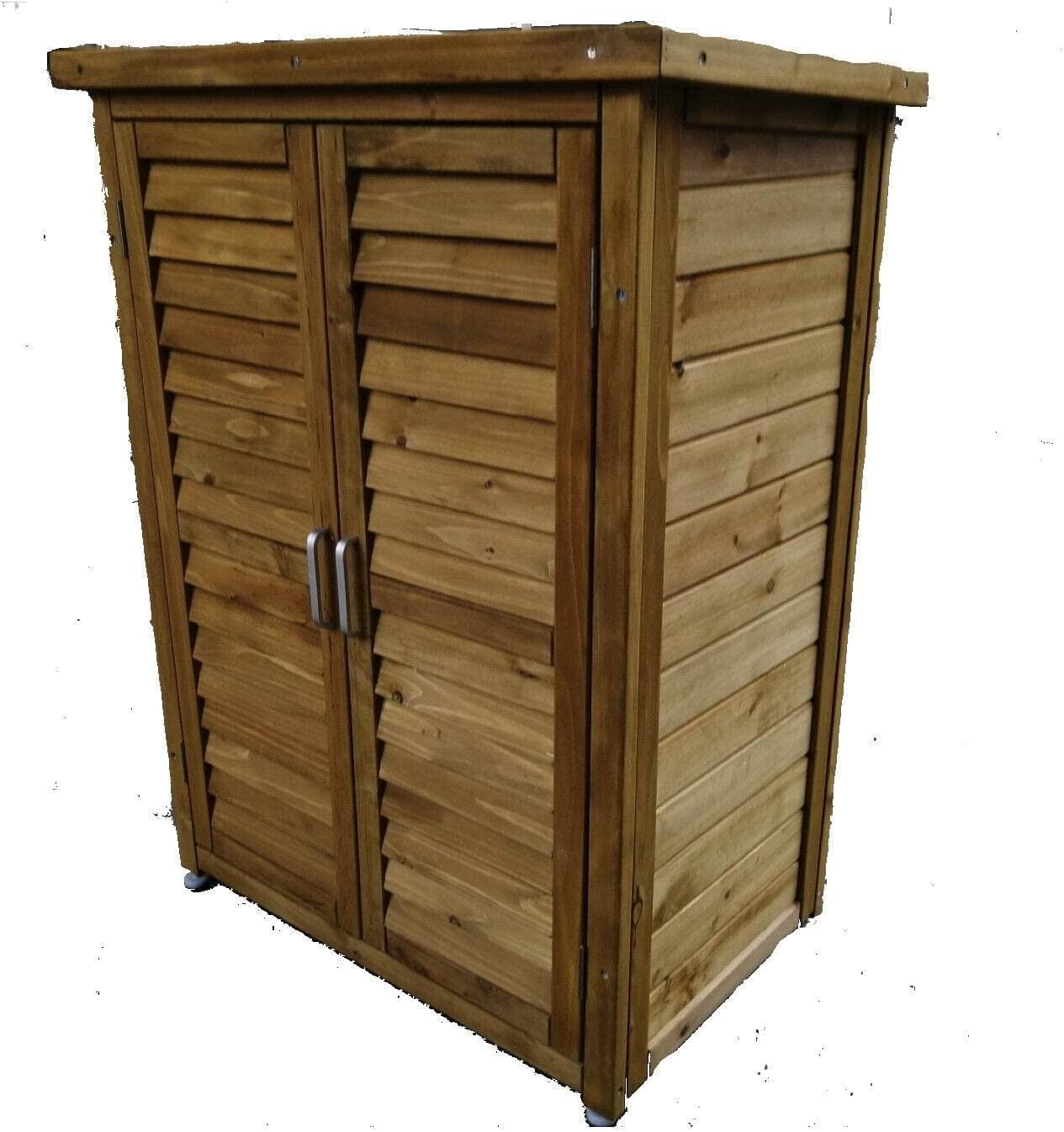 All Weather Portable Wooden Outdoor Garden Cabinet Shed Shelf Cupboard Storage For Tools Toys Generic