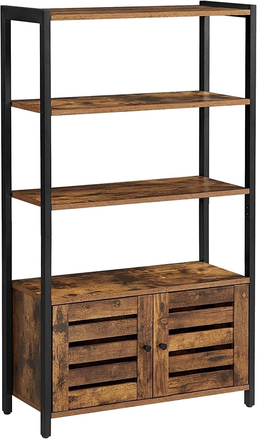 3 Tier Wooden Steel Industrial Style Book Shelf Cabinet Case Display Rack Unit 2 Door HYGRAD BUILT TO SURVIVE