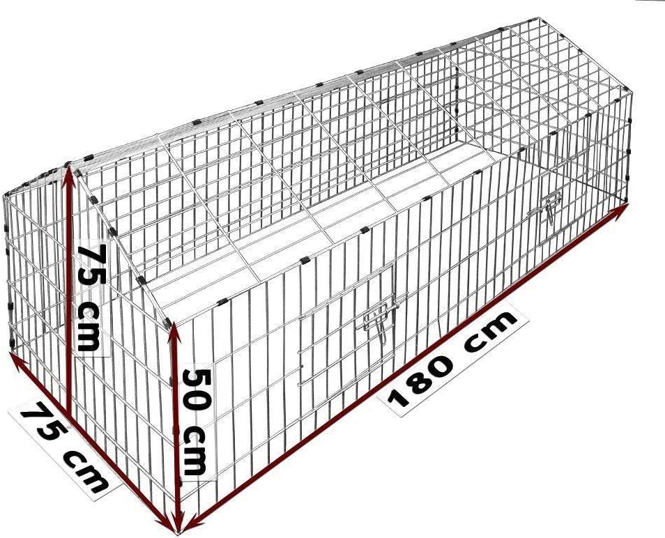 HYGRAD BUILT TO SURVIVE Rabbit Run Playpen Rectangular with Pitched Roof 5 Ft 10 In Long x 2 Ft 5 In Wide with Protective Cover Pet Animal Play Pen Guinea Pig Pen, Dog Puppy Cage Ferret Play Pen HYGRAD BUILT TO SURVIVE