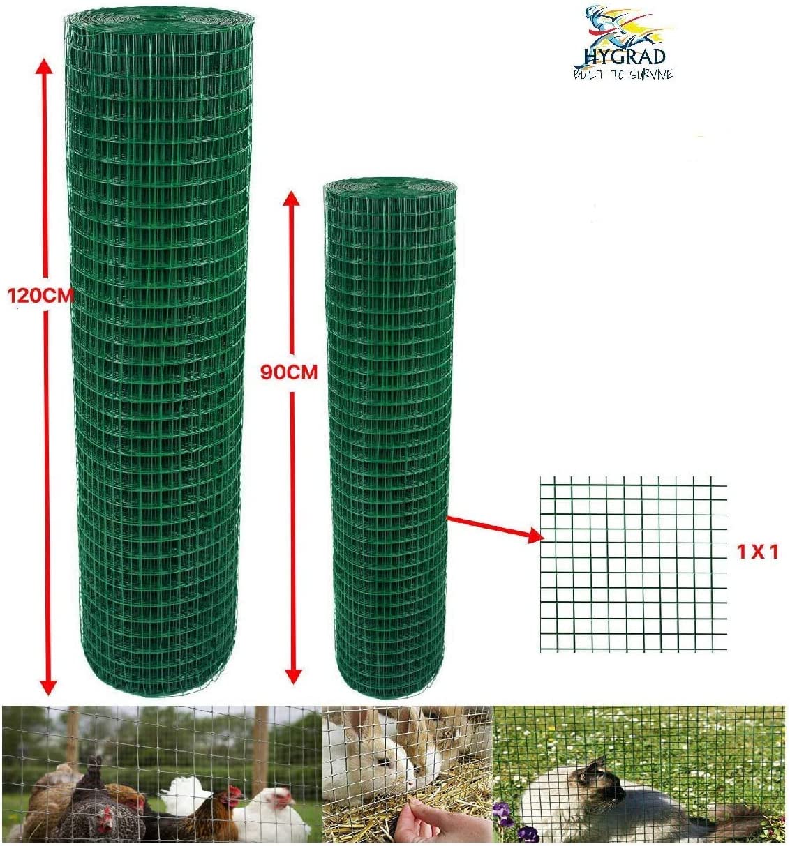 Green PVC Coated Welded Mesh Fence Wire for Garden Fencing Guard Barrier 4 Sizes HYGRAD BUILT TO SURVIVE